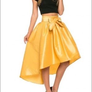 Taffeta Yellow Gold High Low Skirt